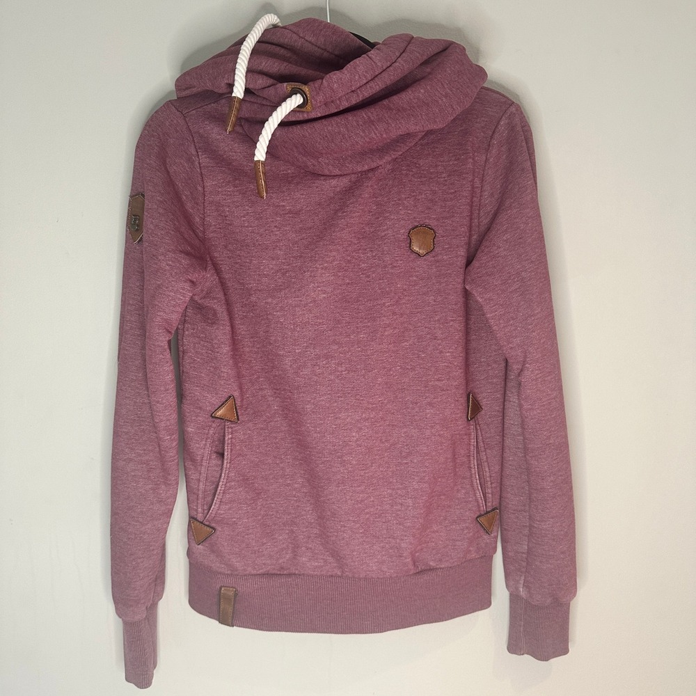 Naketano Hoodie Medium Burgundy Cowl Neck Rope Good Gorpcore Streetwear - Picture 2 of 8